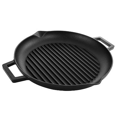 Gibson General Store Addlestone 12 Inch Pre-Seasoned Cast Iron Grill Pan with Dual Pouring Spouts