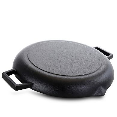 Gibson General Store Addlestone 12 Inch Pre-Seasoned Cast Iron Grill Pan with Dual Pouring Spouts