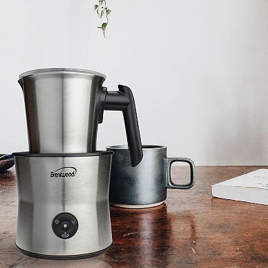 Brentwood 15 Ounce Cordless Electric Milk Frother, Warmer, and Hot Chocolate Maker in Stainless Steel