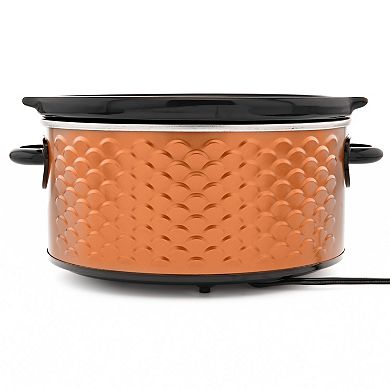 Brentwood Scallop Pattern 4.5 Quart Slow Cooker in Copper