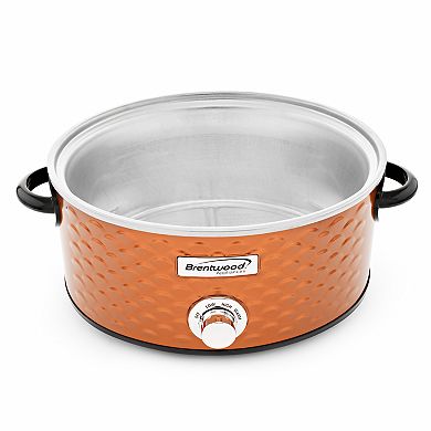 Brentwood Scallop Pattern 4.5 Quart Slow Cooker in Copper