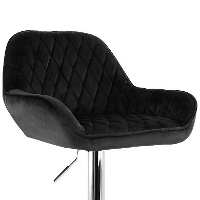 Elama 2 Piece Adjustable Velvet Bar Stools in Camel with Chrome Base