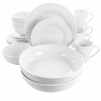 Elama Carey 18 pc Round Porcelain Dinnerware Set in White