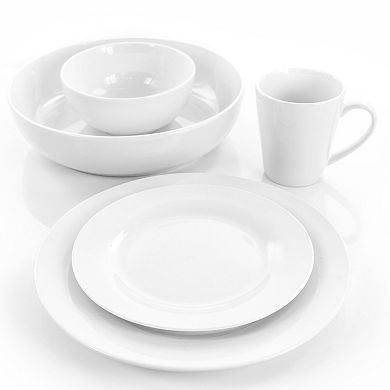 Elama Carey 18 Piece Round Porcelain Dinnerware Set in White