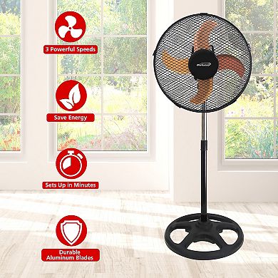 Brentwood 3 Speed 12in Oscillating Stand Fan in Black