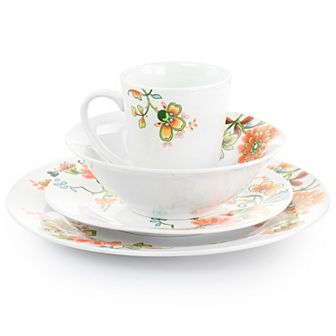 Elama Spring Bloom 16 pc Round Porcelain Dinnerware Set