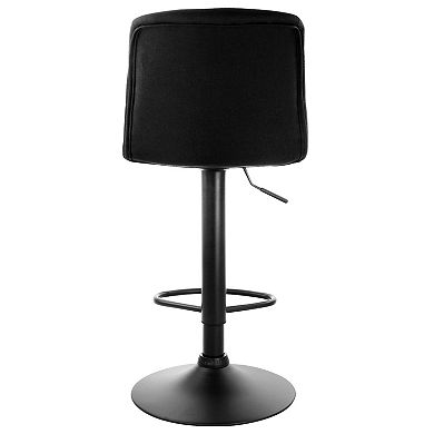 Elama 2 Piece Adjustable Fabric Bar Stool in Charcoal with Black Base