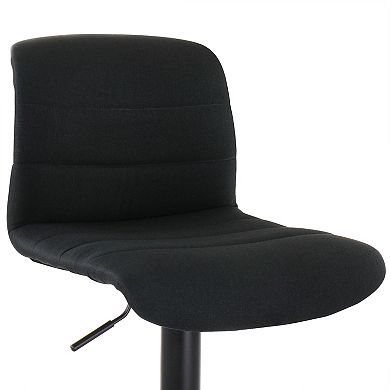 Elama 2 Piece Adjustable Fabric Bar Stool in Charcoal with Black Base