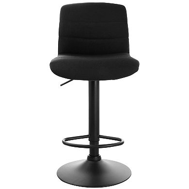 Elama 2 Piece Adjustable Fabric Bar Stool in Charcoal with Black Base