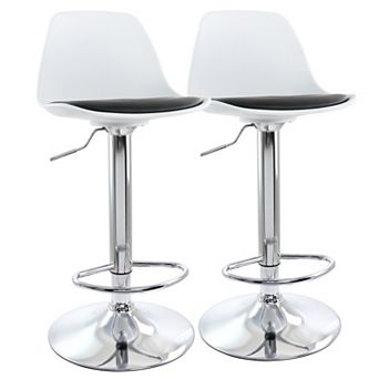 Elama 2 pc Adjustable Bar Stool in Black and White with Chrome Base