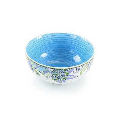 Elama Blue Fiesta 16 Piece Round Porcelain Dinnerware Set