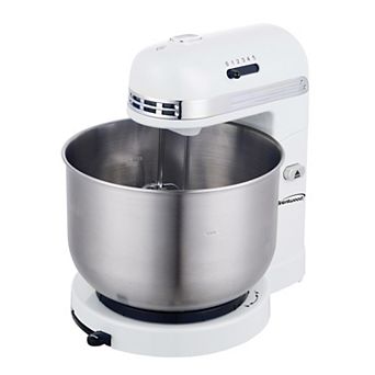 Brentwood 5 Speed Stand Mixer with 3.5-qt Stainless Steel Mixing Bowl in White