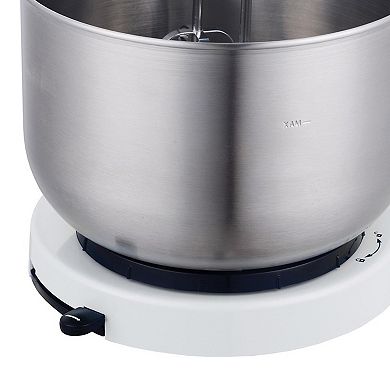 Brentwood 5 Speed Stand Mixer with 3.5 Quart Stainless Steel Mixing Bowl in White