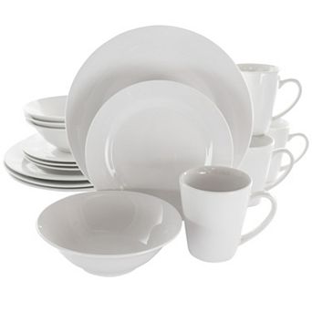 Elama Marshall 16 pc Porcelain Dinnerware Set in White