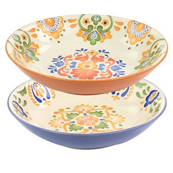 Laurie Gates Tierra 2 pc Round Stoneware Dinner Bowl Set in Assorted Designs