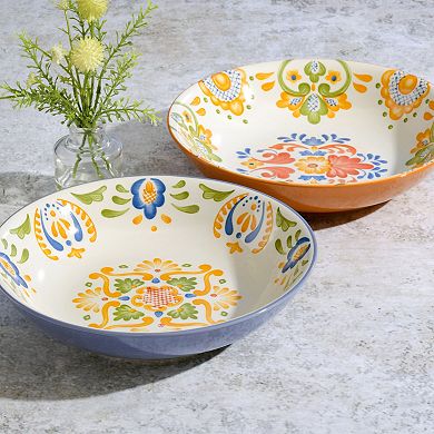 Laurie Gates Tierra 2 Piece Round Stoneware Dinner Bowl Set in Assorted Designs