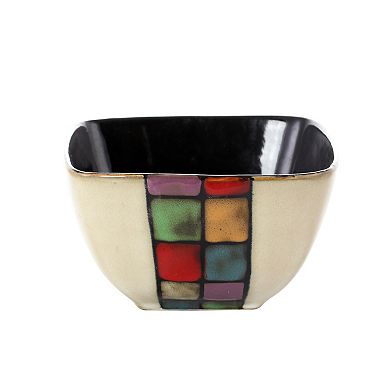 Elama Color Melange 16 Piece Multicolored Square Stoneware Dinnerware Set