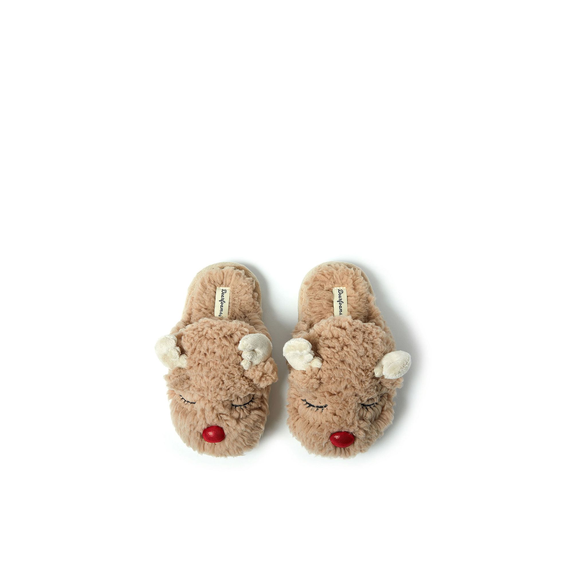 Kids Dearfoams Reindeer Scuff Slippers, Boys, Size: 7-8, Latte