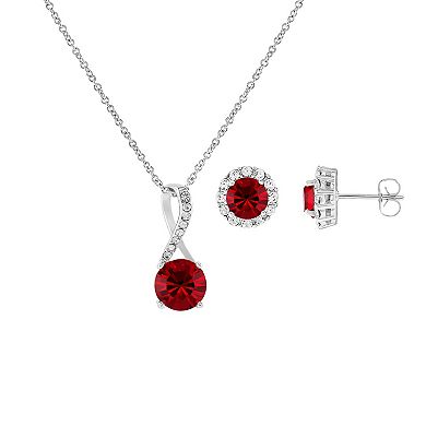 Brilliance Crystal Infinity Pendant & Stud Earring Set in Ornament Gift Box