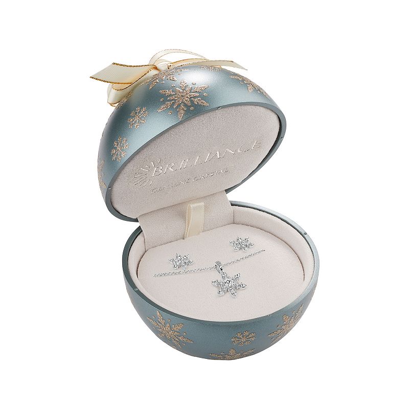 Brilliance Crystal Snowflake Pendant & Stud Earring Set in Ornament Gift B