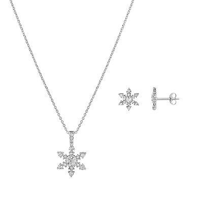 Brilliance Crystal Snowflake Pendant & Stud Earring Set in Ornament Gift Box