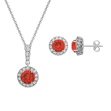 Brilliance Birthstone Crystal Pendant & Stud Earring Set in Ornament Gift Box