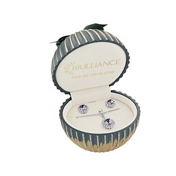 Brilliance Birthstone Crystal Pendant & Stud Earring Set in Ornament Gift Box