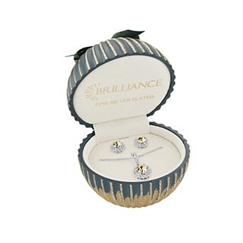 Brilliance Birthstone Crystal Pendant & Stud Earring Set in Ornament Gift Box