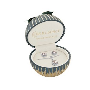 Brilliance Birthstone Crystal Pendant & Stud Earring Set in Ornament Gift Box