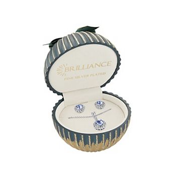 Brilliance Birthstone Crystal Pendant & Stud Earring Set in Ornament Gift Box