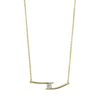 Stella Valentino 14k Gold Over Silver Lab-Created Moissanite Chevron Bar Pendant Necklace