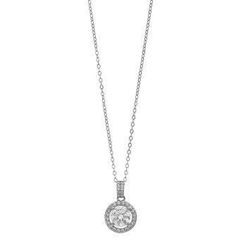Stella Valentino Sterling Silver 1 Carat T.W. Lab-Created Moissanite Halo Cluster Drop Pendant Necklace