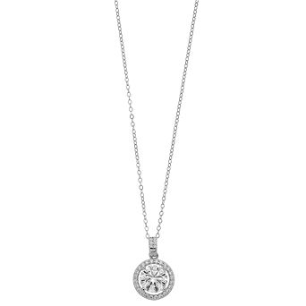 Stella Valentino Sterling Silver 2 Carat T.W. Lab-Created Moissanite Halo Cluster Pendant Necklace