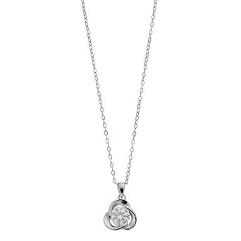 Stella Valentino Sterling Silver 1 Carat T.W. Lab-Created Moissanite Flower Swirl Pendant Necklace