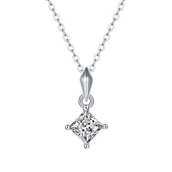 Stella Valentino Sterling Silver 1 Carat T.W. Lab-Created Moissanite Princess Solitaire Pendant