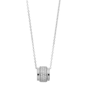 Stella Valentino Sterling Silver Lab Created Moissanite Triple Row Circular Eternity Pendant Necklace