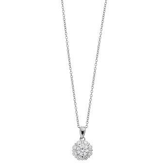 Stella Valentino Sterling Silver Lab Created Flower Pinwheel Pendant Necklace