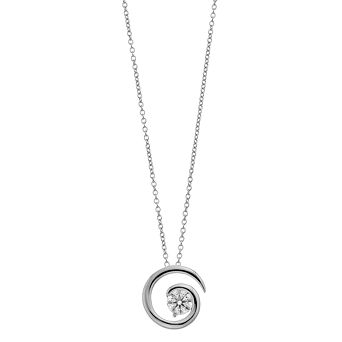Stella Valentino Sterling Silver Lab Created Moissanite Open Eternity Circle Swirl Pendant Necklace