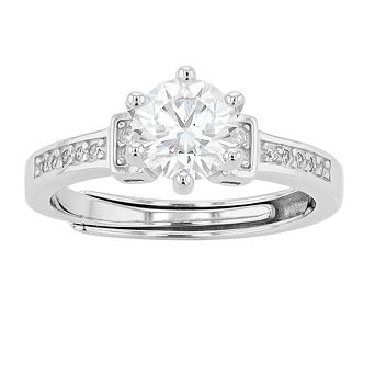 Stella Valentino Sterling Silver Lab Created Moissanite Adjustable Ring
