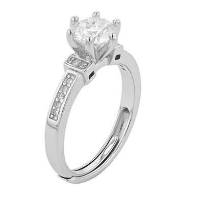 Stella Valentino Sterling Silver Lab Created Moissanite Adjustable Ring