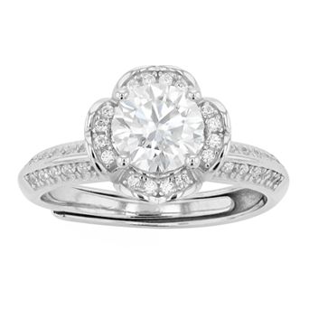 Stella Valentino Sterling Silver Lab Created Moissanite Tulip Adjustable Ring
