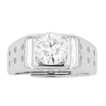 Stella Valentino Sterling Silver Lab Created Moissanite Adjustable Ring