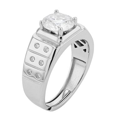 Stella Valentino Sterling Silver Lab Created Moissanite Adjustable Ring