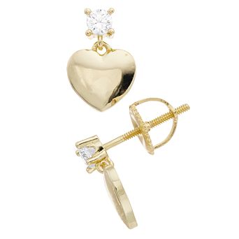 Stella Valentino 14k Gold Over Silver Lab Created Moissanite Heart Dangle Earrings