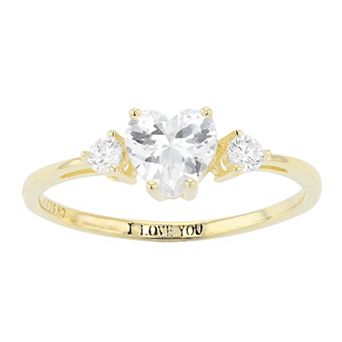 Stella Valentino 14k Gold Over Silver Lab Created Moissanite Heart Ring