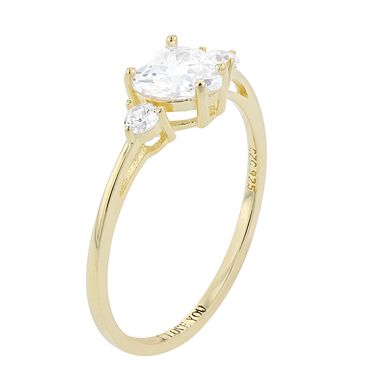 Stella Valentino 14k Gold Over Silver Lab Created Moissanite Heart Ring