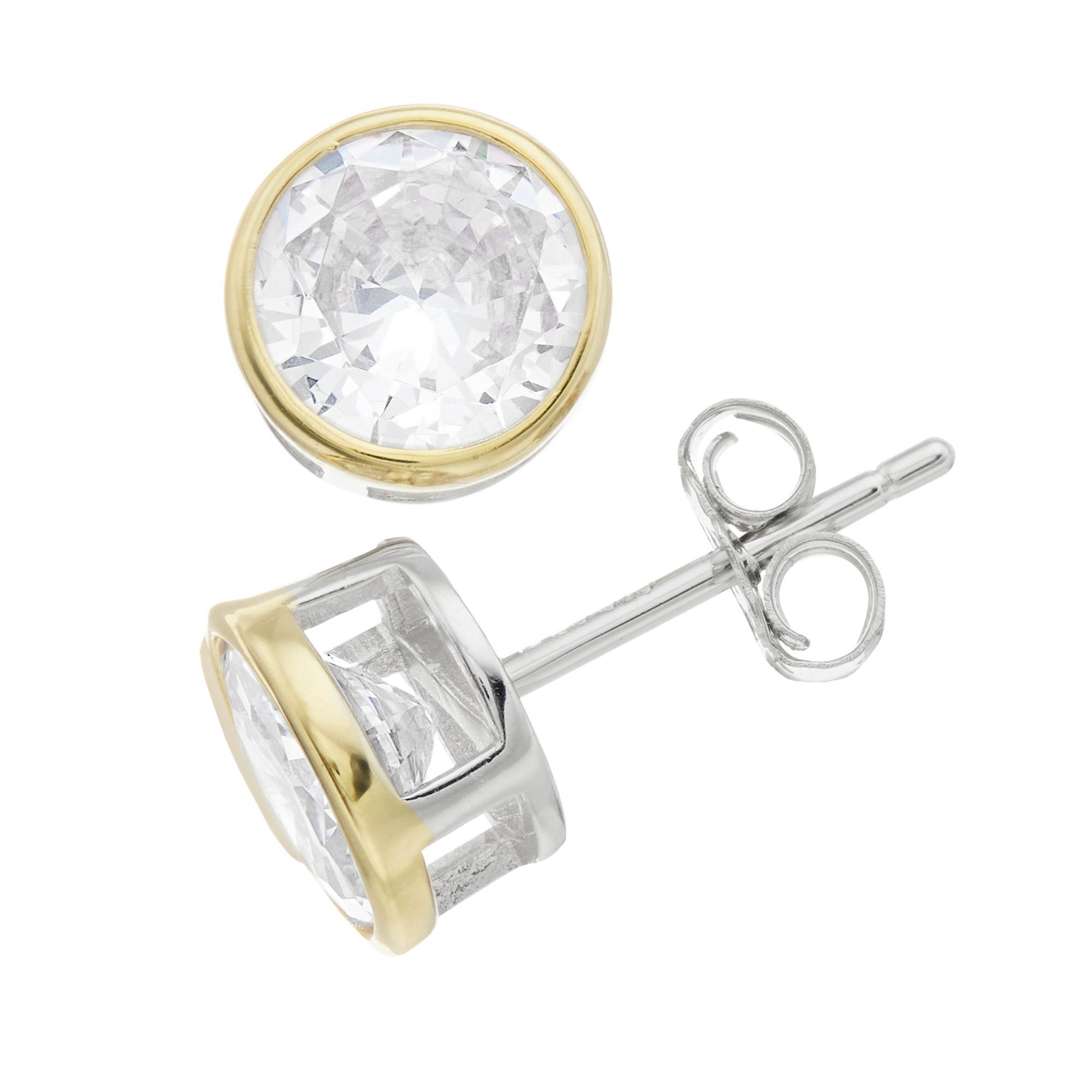 Stella Valentino 14k Gold Over Silver Round Lab Created Moissanite Modern B