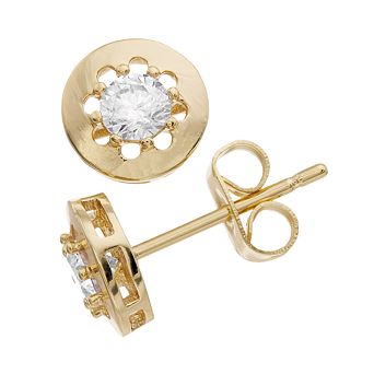 Stella Valentino 14k Gold Over Silver Lab Created Moissanite Solitaire Modern Bezel Stud Earrings