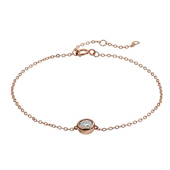 Stella Valentino 18k Gold Over Silver Lab Created Moissanite Solitaire Station Charm Adjustable Bracelet