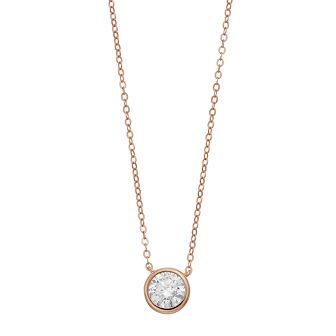 Stella Valentino 18k Gold Over Silver Lab Created Moissanite Solitaire Bezel Layering Anniversary Wedding Necklace